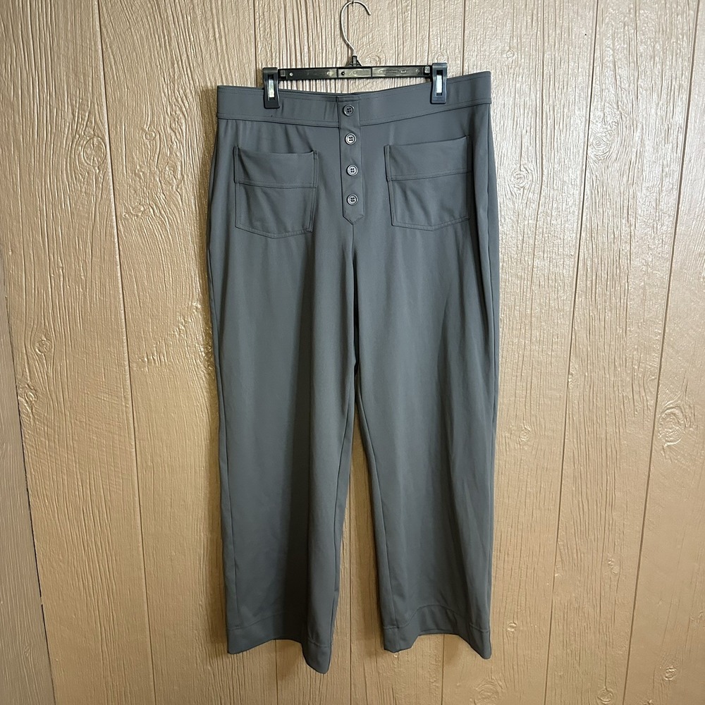 Halara DayStretch High Waisted Pockets Straight Leg Crop Casual Pants Gray Sz XL